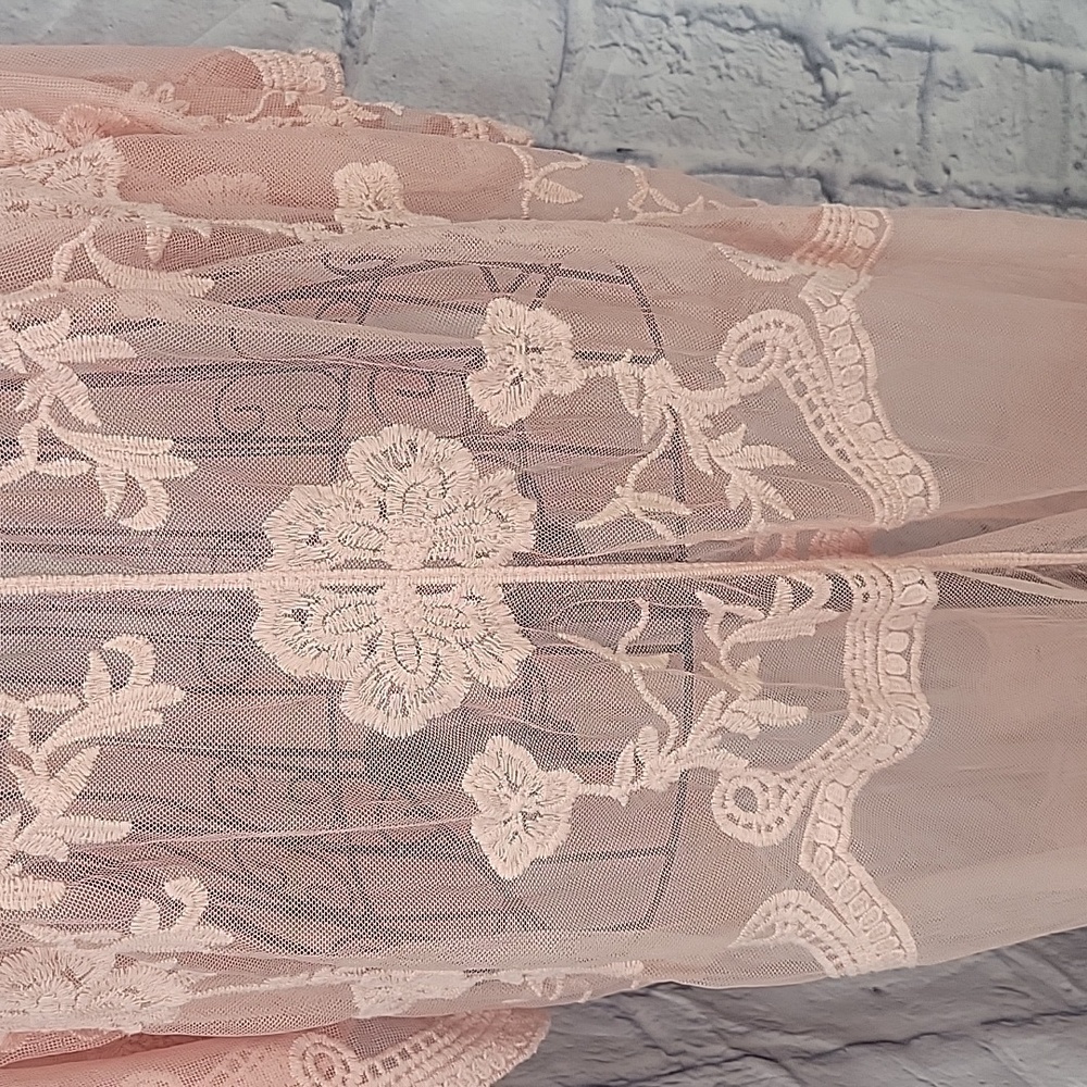 UNBRANDED Pink Lace Long 3/4 Sleeves Kimono Chest 40" Length 44" - Picture 8 of 10